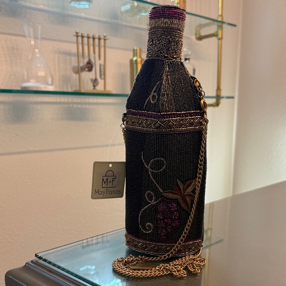 Mary Frances Black Beaded Bag with Gold Chain - Picture 6 of 8